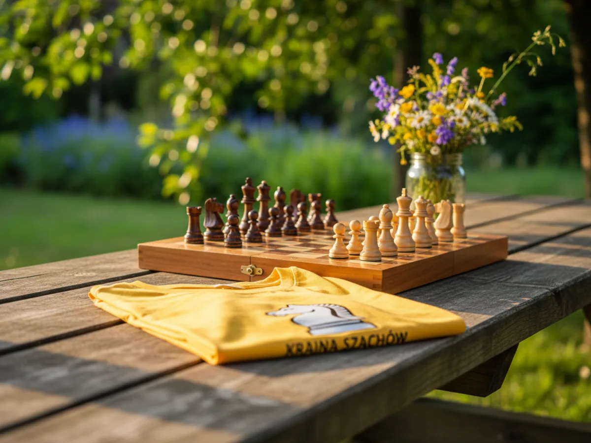 Wakacje na Gaju — szachownica i koszulka Krainy Szachów